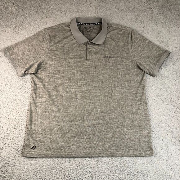 Eddie Bauer Shirt Men Extra Large Gray Polo FreeDry‎ Dadcore Golf Logo Gorpcore - Picture 1 of 9